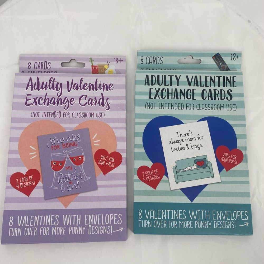 Adulty Valentine Day Exchange Cards Notes NWT 2 boxes 16 cards total (8 per box)